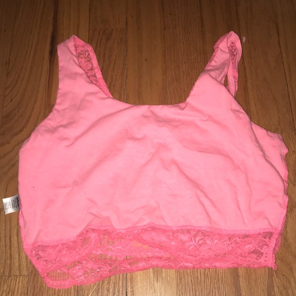 Pink Lace Back Crop Top w Cotton front lining - Picture 3 of 3
